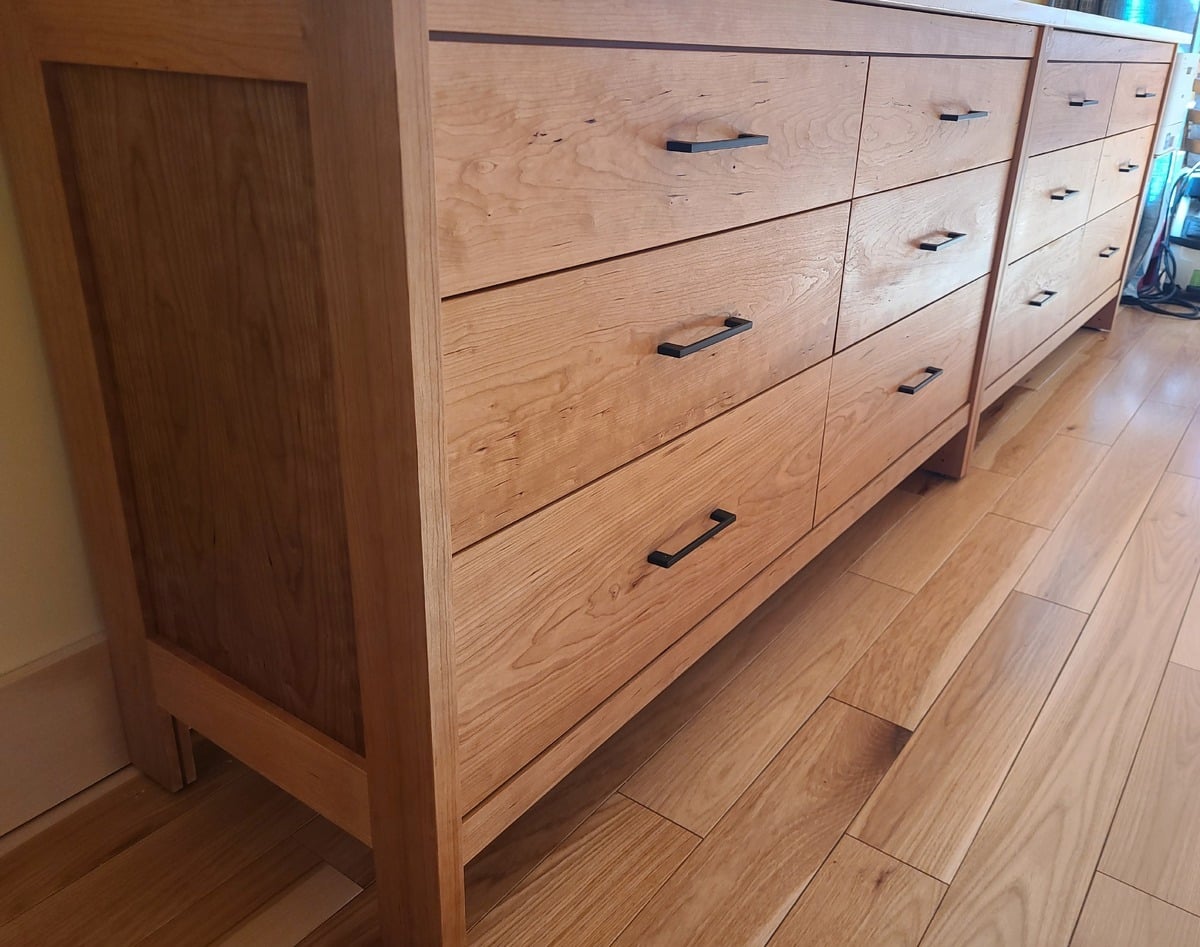 Unaccustomed cabinetry - base cabinets in cherry