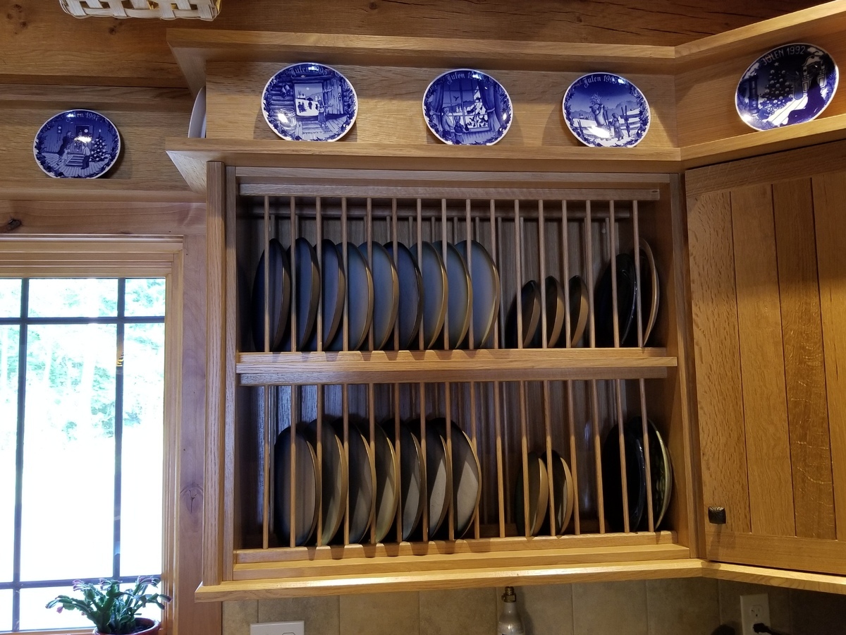 Custom plate display rack in white oak