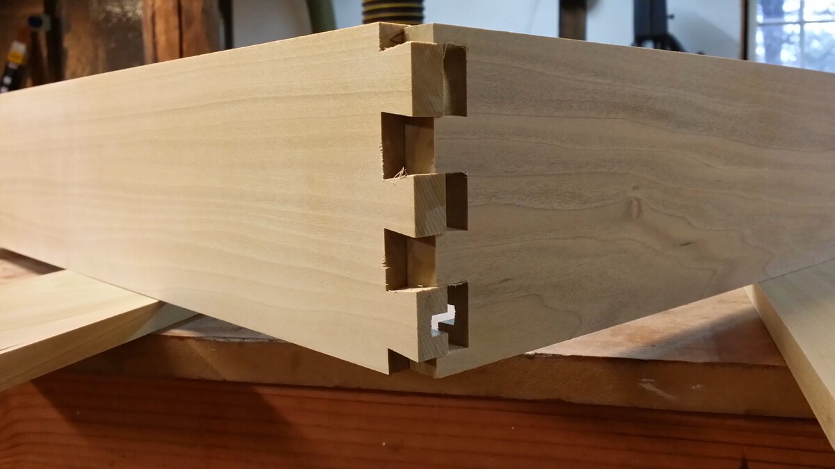 Dovetail joints partially assembled