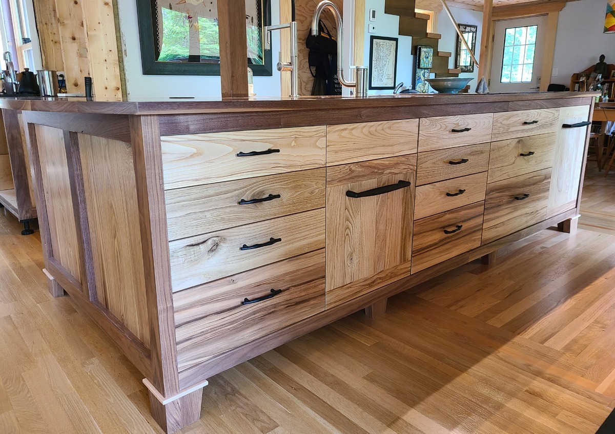 Custom kitchen island in mixed species